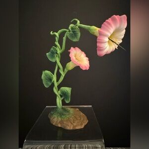 Pink and Green Morning Glory Metal Sculpture